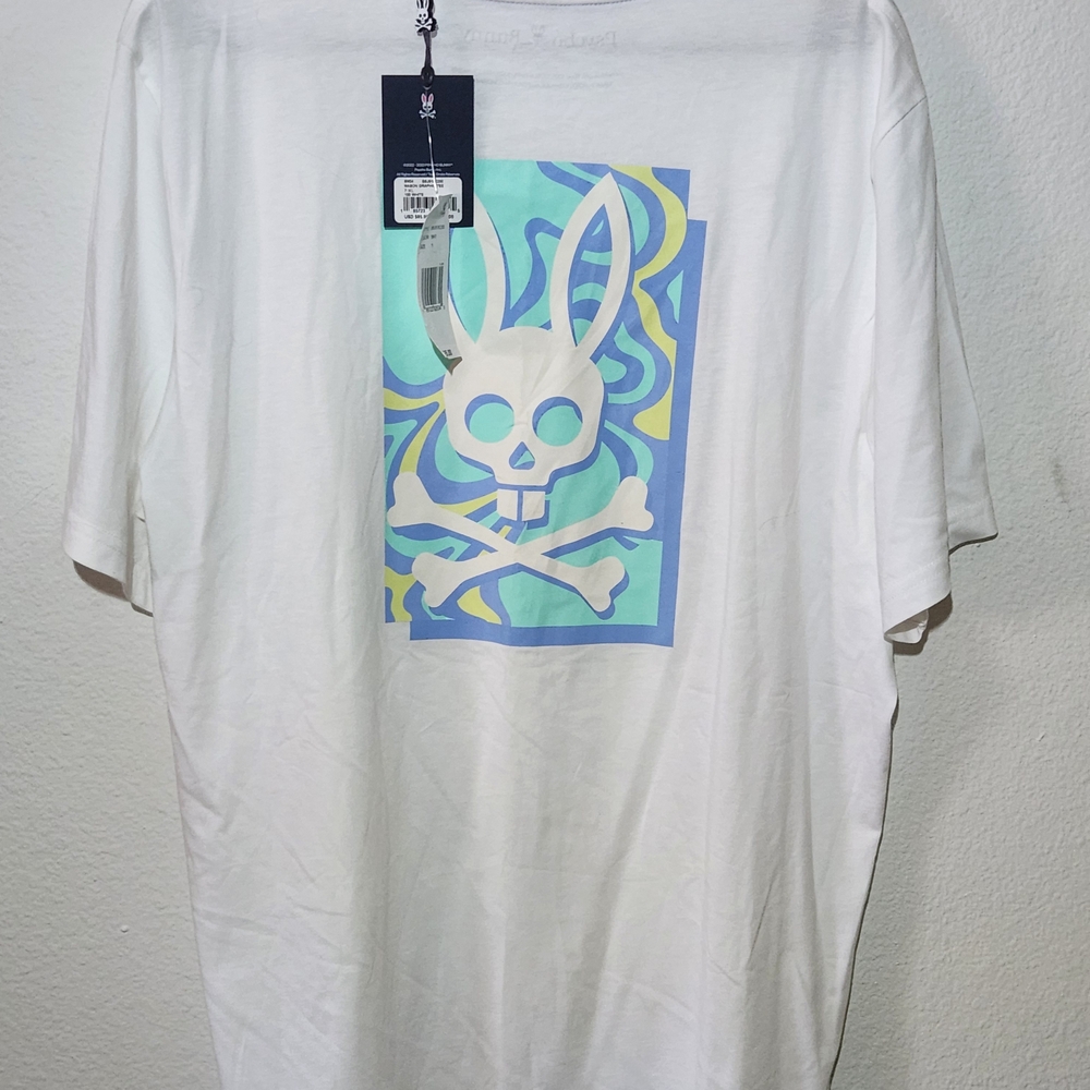 Psycho Bunny Men’s Mason Graphic Tee Size 7 XL White NWT $65.00